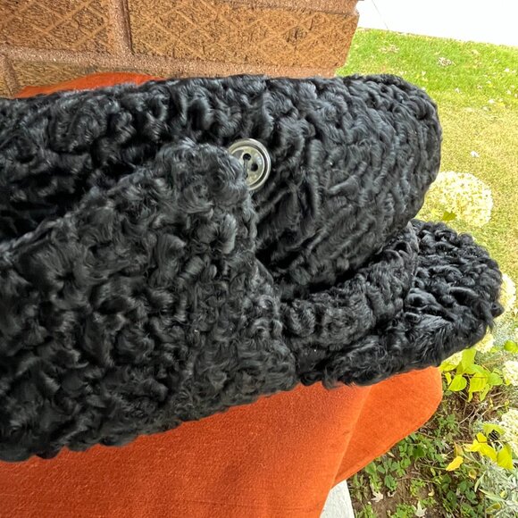 Vintage 60s Aviators Russian Pot-Poht Curly Lamb Earflaps Black Warm Winter Hat main image 10